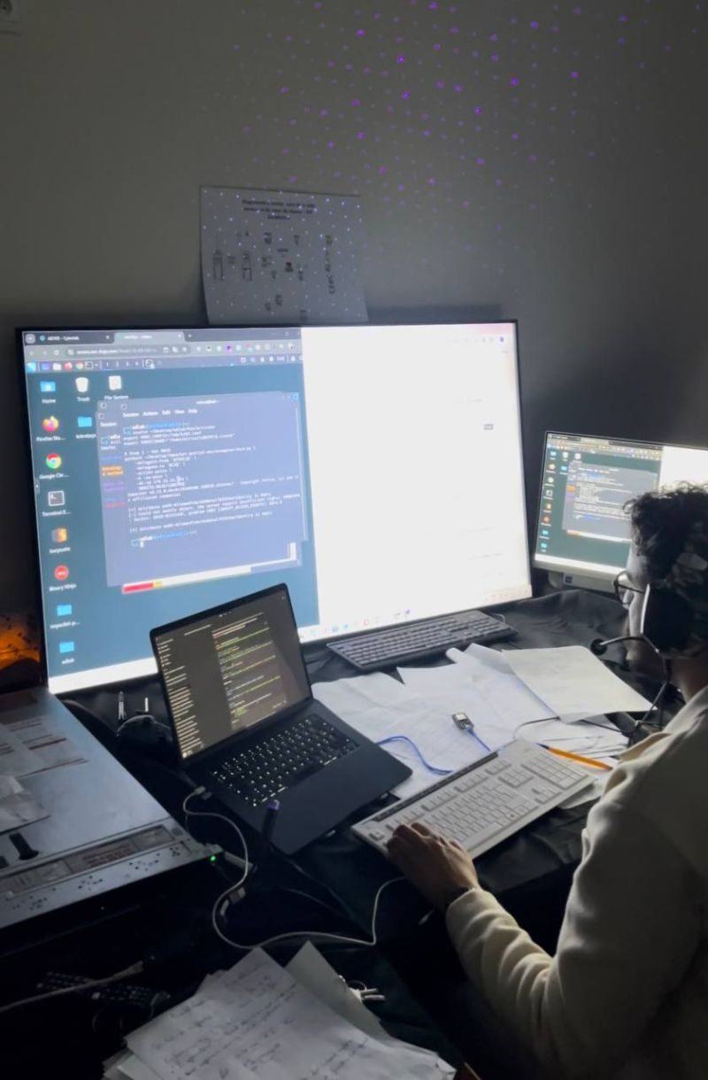Youssef working at a multi-screen setup during a CTF