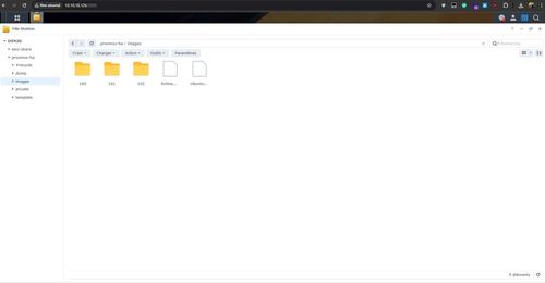 Synology DS420 File Station: the proxmox-ha share holding the VM disks